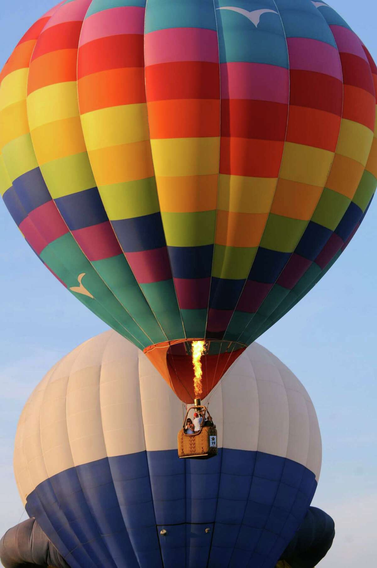 Hot air balloons lift off during the Adirondack Balloon Festival on Friday, Sept. 18, 2015, at Floyd Bennett Memorial Airport in Queensbury, N.Y. (Cindy Schultz / Times Union)