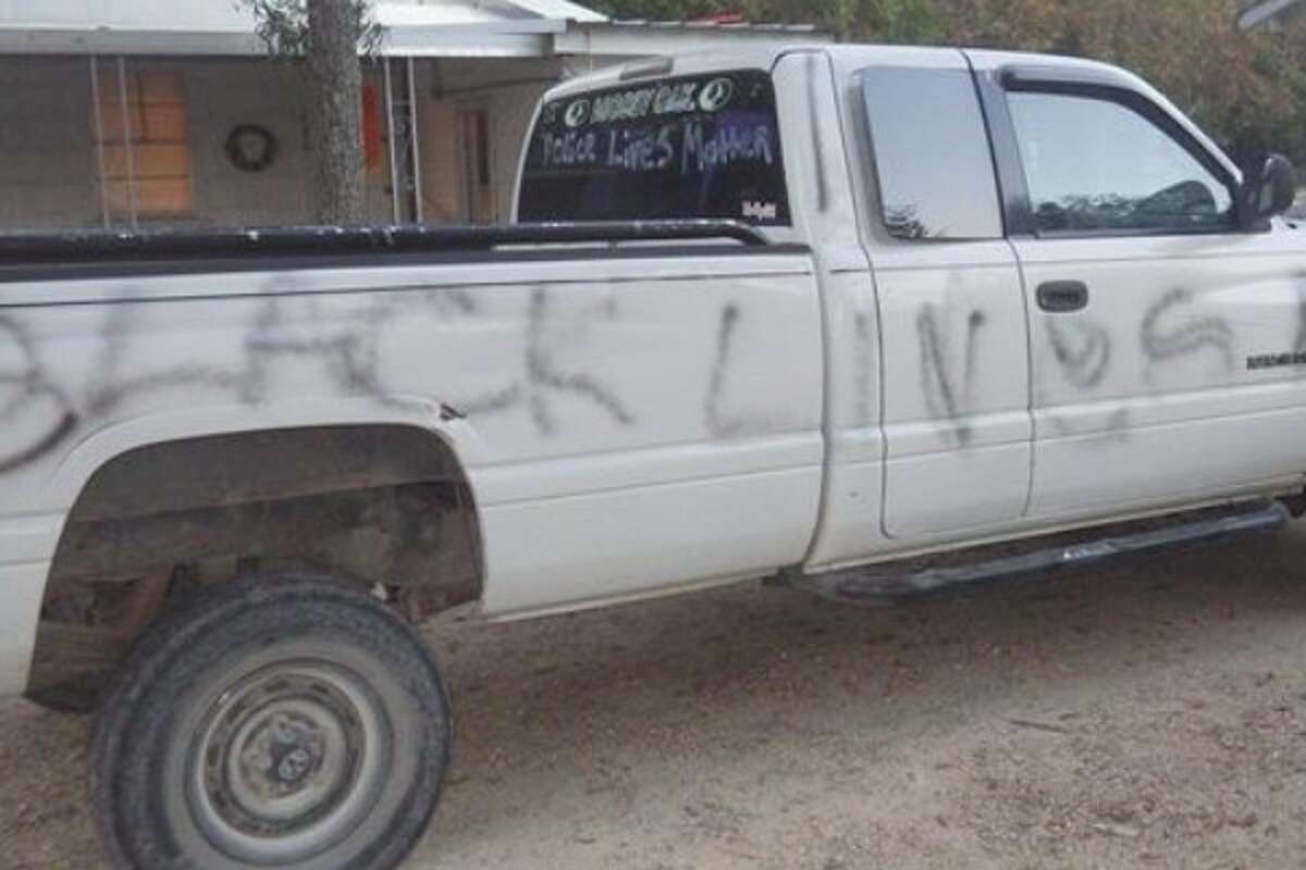 Scott Lattin, a 50-year-old disabled veteran of Whitney, has been accused of lying to police after alleging that vandals scrawled messages like "Black Lives Matter" on his pickup truck, damaged the interior and stole several items.