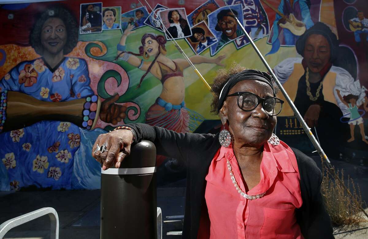 Artist Edythe Boone in a new documentary "A New Color: The Art of Being Edythe Boone" by director Marlene ("Mo") Morris shows one of her murals in Berkeley, Calif., on Friday, September 18, 2015.