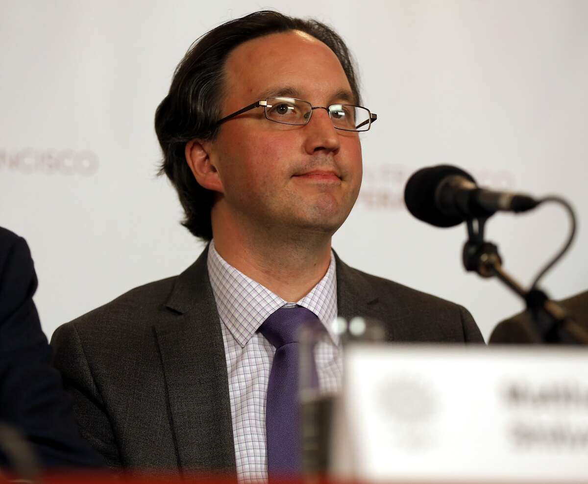 Matthew Shilvock being introduced as the new general director of the San Francisco Opera at a news conference at War Memorial Opera House in San Francisco, California, on Tuesday, Sept. 22, 2015.
