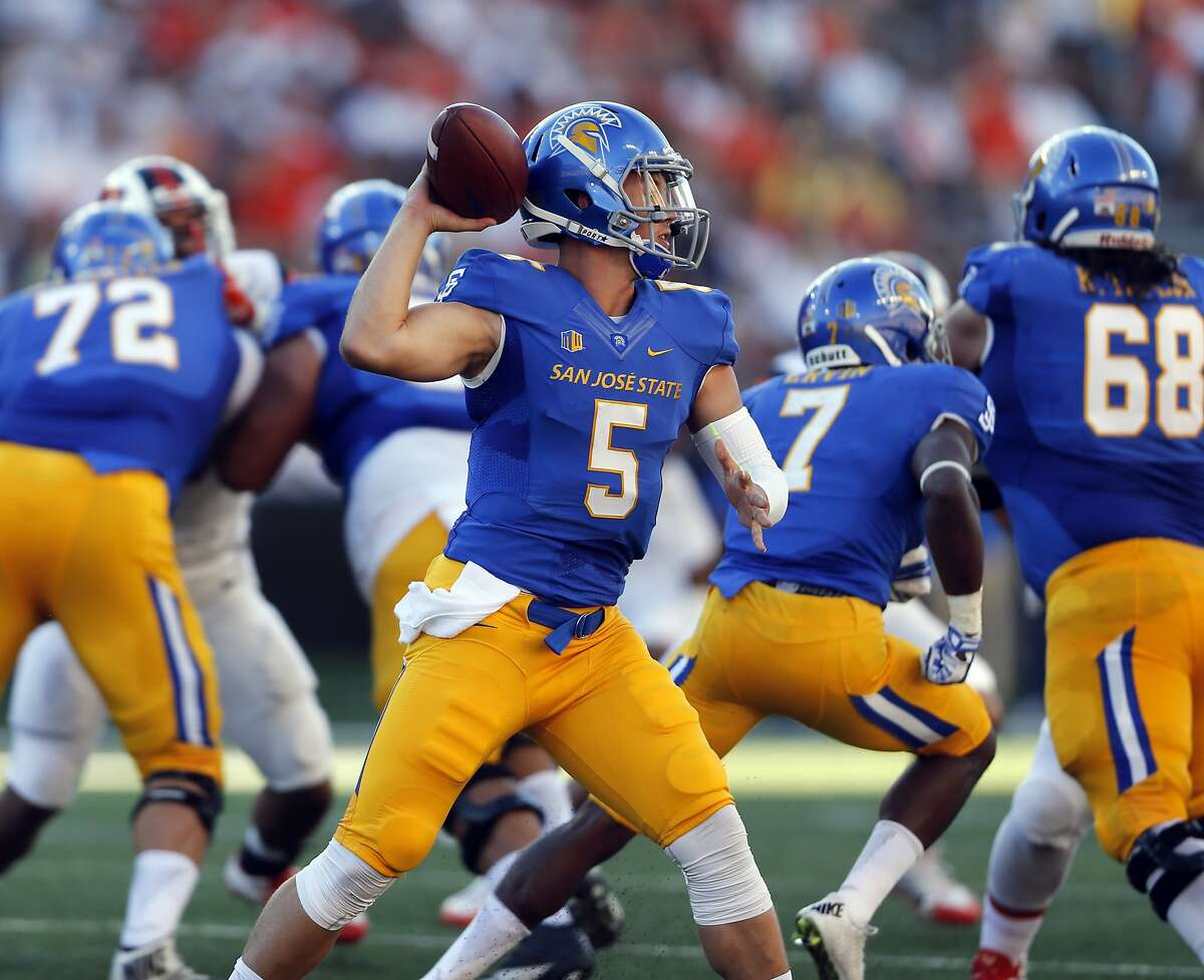San Jose State quarterback Kenny Potter during an NCAA football game in Corvallis, Ore., on Saturday, Sept. 19, 2015.