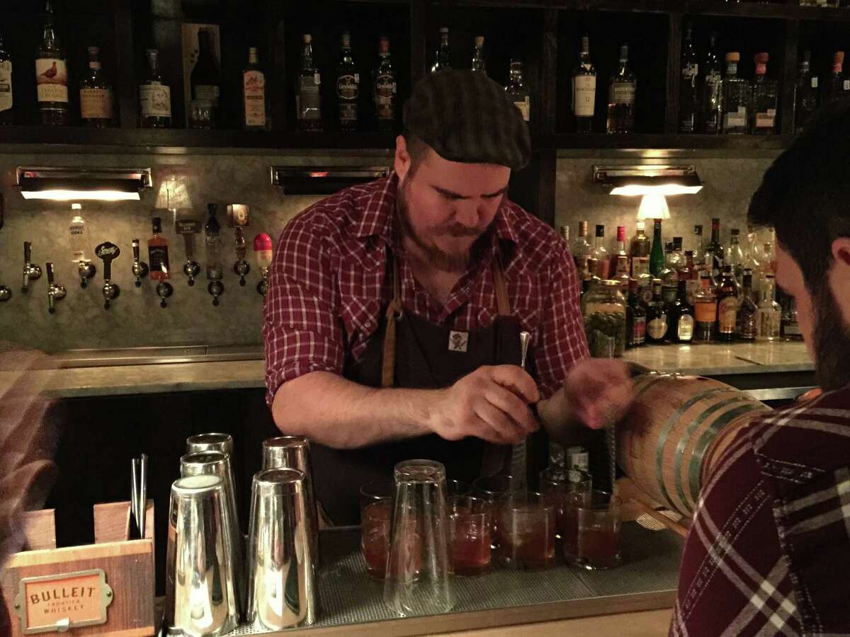 Jorel Pea makes a cocktail at The Last Word. Alcohol spending in Bexar County and statewide more than doubled between 1994 and 2014, even when inflation is taken into account. During that time, the portion spent on liquor drinks in the county rose to 51.7 percent from 46 percent.