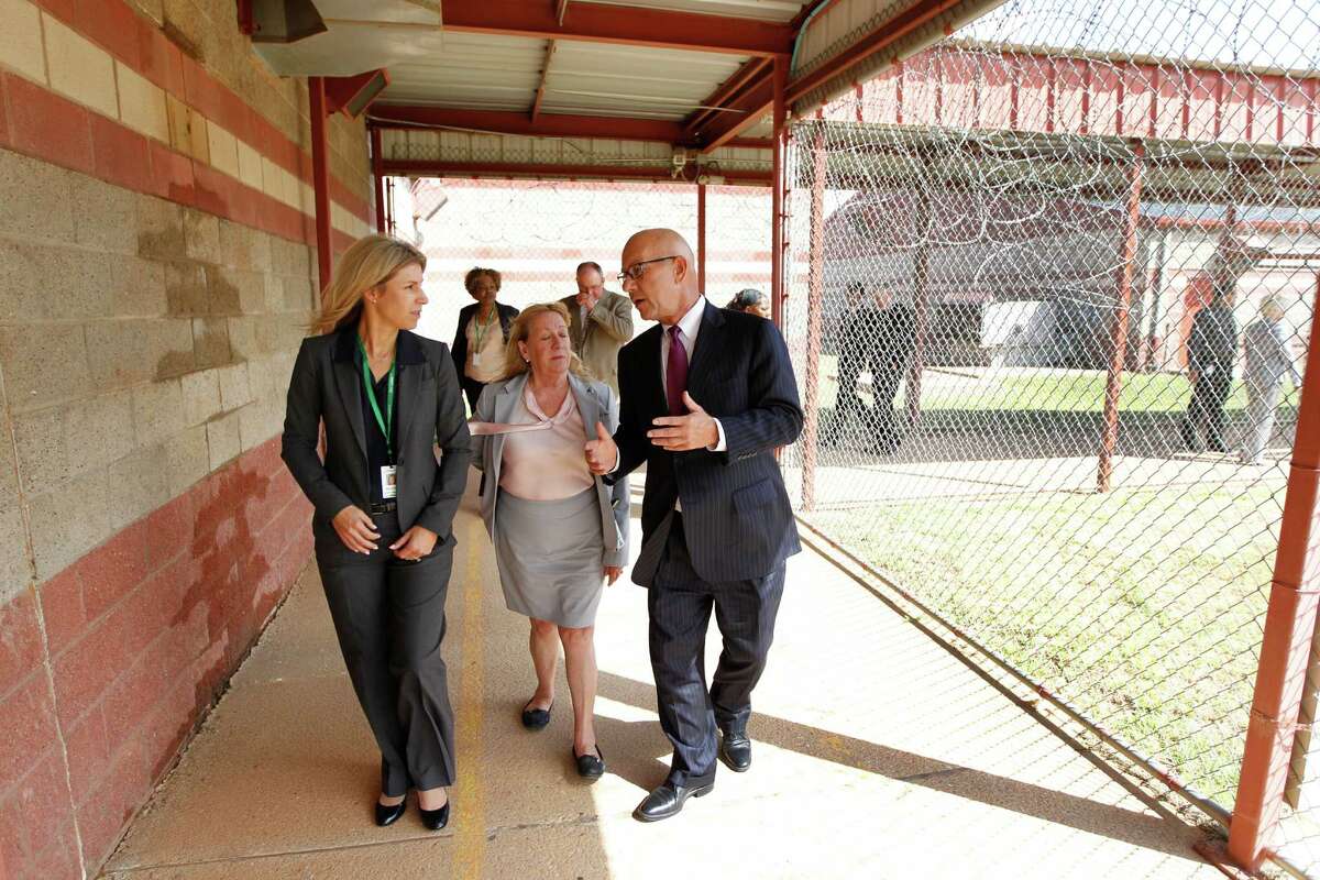 Sen. John Whitmire, D-Houston, tours the Littlefield site for sex offenders with﻿ Genna Brisson, left, operations chief of Correct Care, which manages the treatment center, and company president Marta Prado﻿.