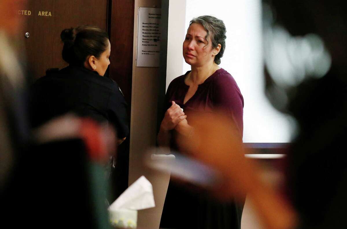 Closing arguments were held in Judge Sid Harle's courtroom where Bexar County prosecutors David Martin and Daniel Rodriguez are trying to seek one count of murder and one count of injury to an elderly individual against Rebecca Friese (pictured) at the Cadena-Reeves Justice Center on Thursday, Sept. 24, 2015. Friese's attorney Raymond Martinez argued to the jury that Friese was defending herself when she used a cooking pan to strike her 84-year-old mother, Lydia Friese, in the head at their apartment in March 2014. Lydia Friese lived for several weeks and passed away due to a pulmonary embolism or blood clot. Friese had plead not guilty on both indictments.