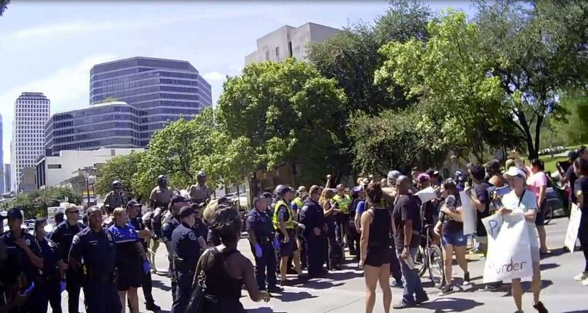 Video shows how Austin police shut down a Black Lives Matter protest on a city street on September 19. Video used with permission from The Peaceful Streets Project