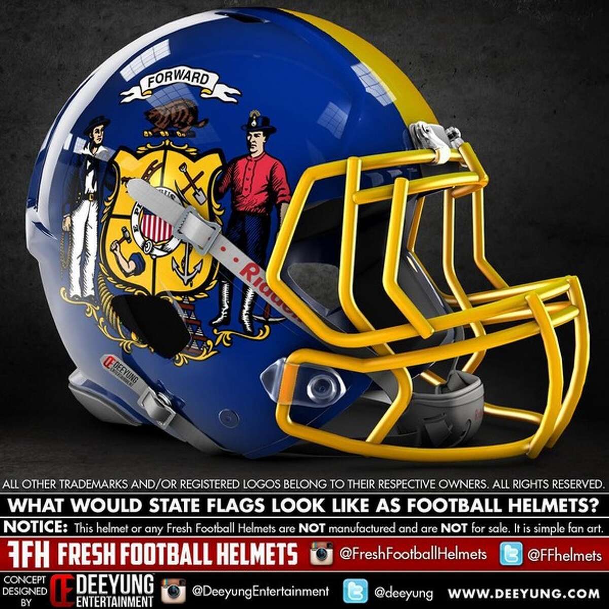 Football helmets redesigned to look like state flags