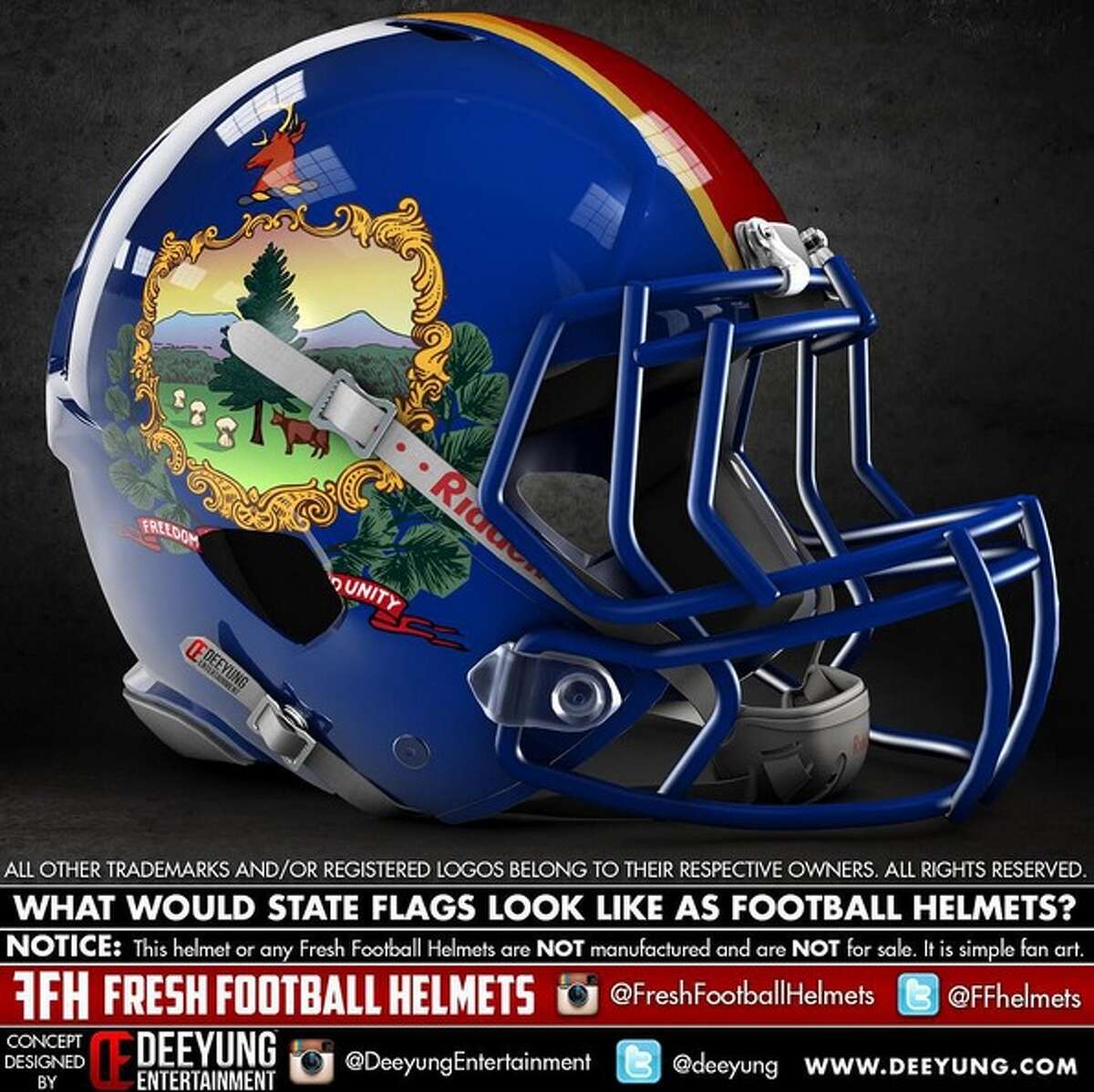 Football helmets redesigned to look like state flags