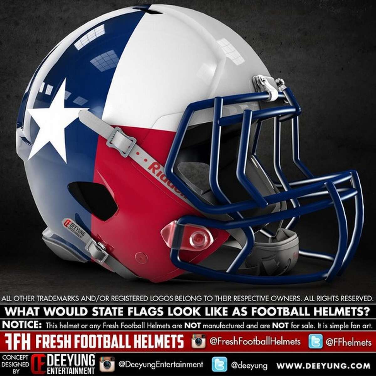 Football helmets redesigned to look like state flags