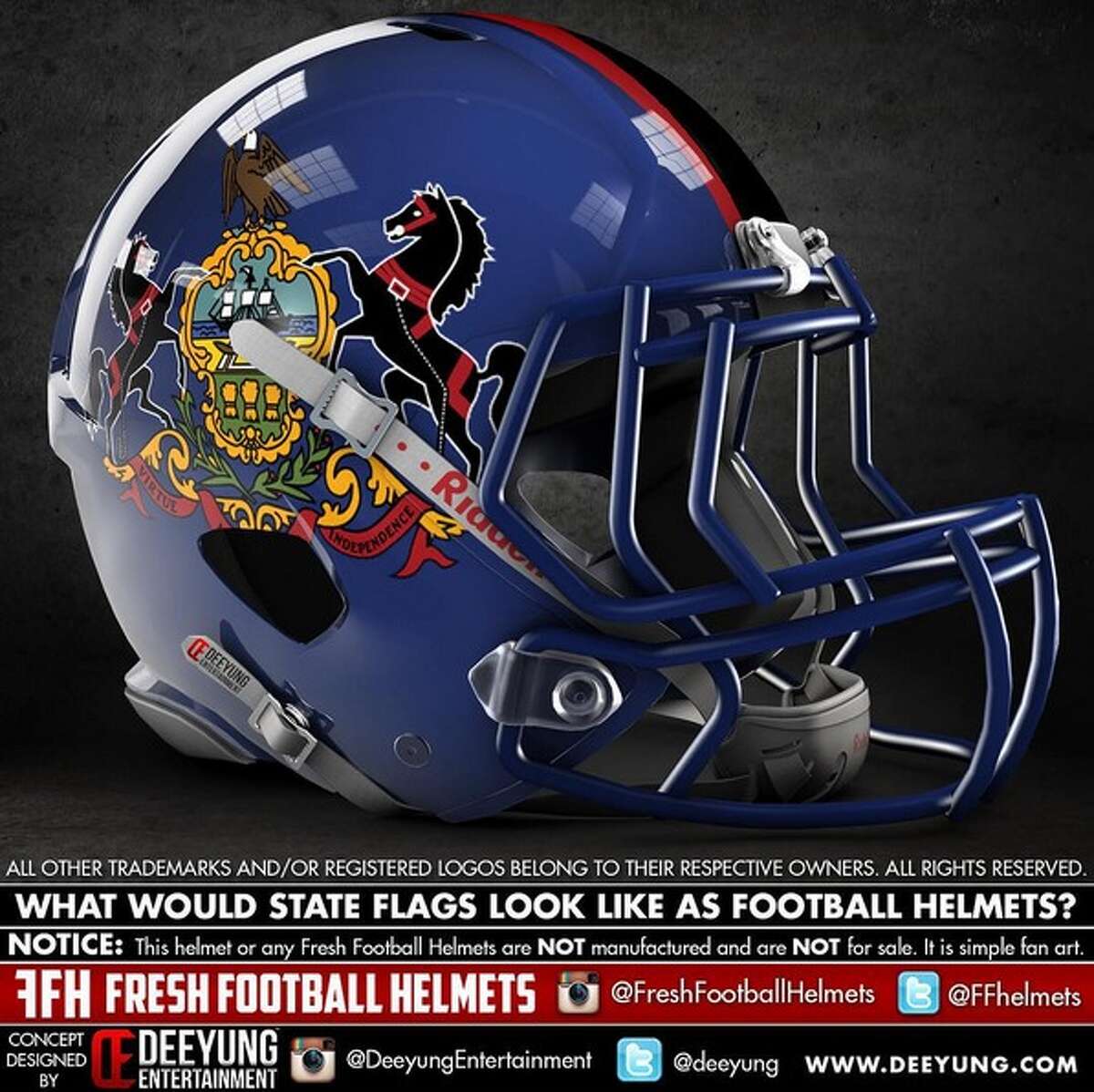 Football helmets redesigned to look like state flags