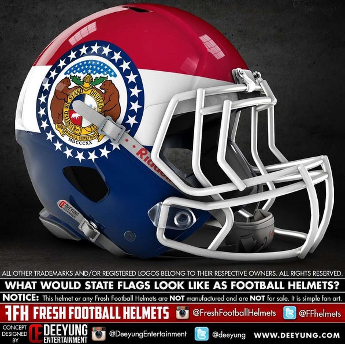 Football helmets redesigned to look like state flags