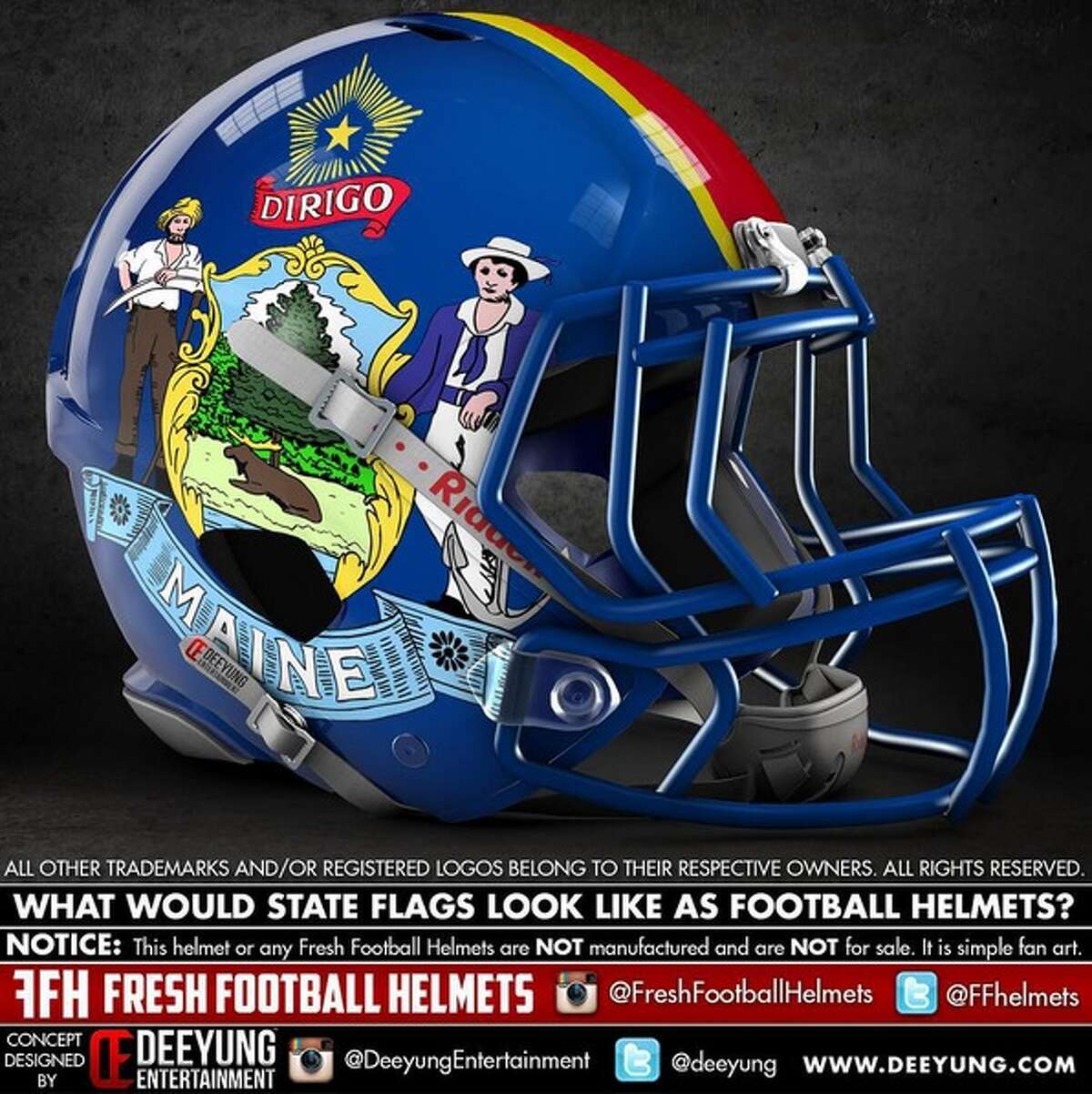 Football helmets redesigned to look like state flags