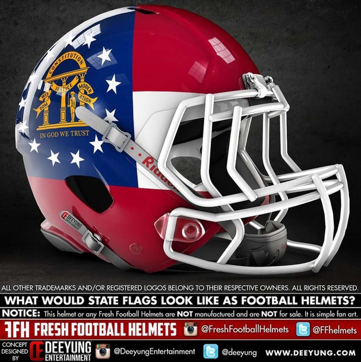 Football helmets redesigned to look like state flags