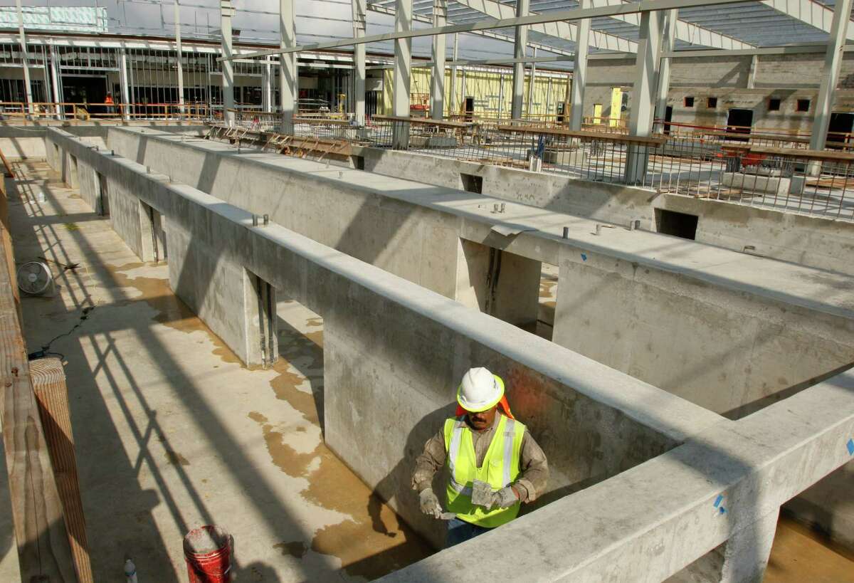 San Antonio Water System’s long-term debt is paying for projects such as this desalination plant under construction in South Bexar County that will process salty groundwater into potable water.