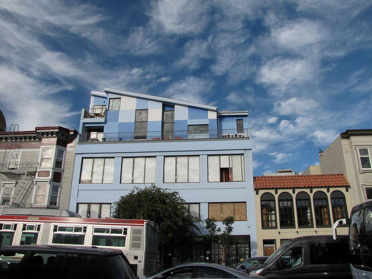 Built in 1924 as a three-story industrial building, this structure at 209 Howard St. had two floors added in 2010 that the designers, Winder Gibson Architects, liken to a "pixelated cloud."