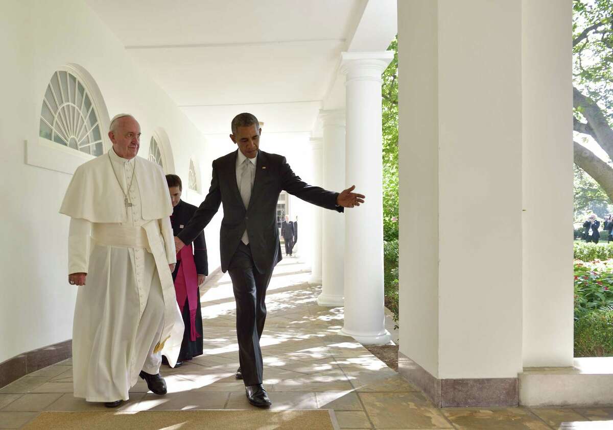 President Barack Obama and Pope Francis head to a meeting in the Oval Office. A reader disagrees with the pope’s views on capitalism.
