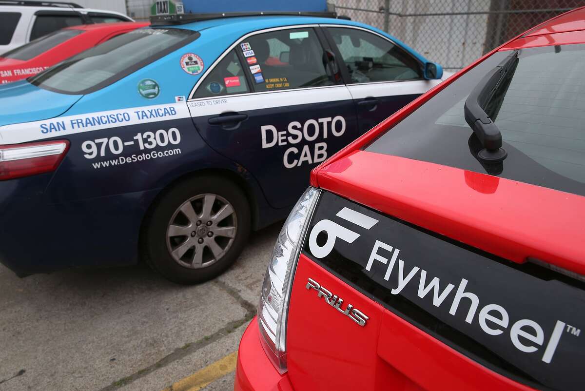 Flywheel taxis in San Francisco, Calif. on Tuesday, Feb. 17, 2015.