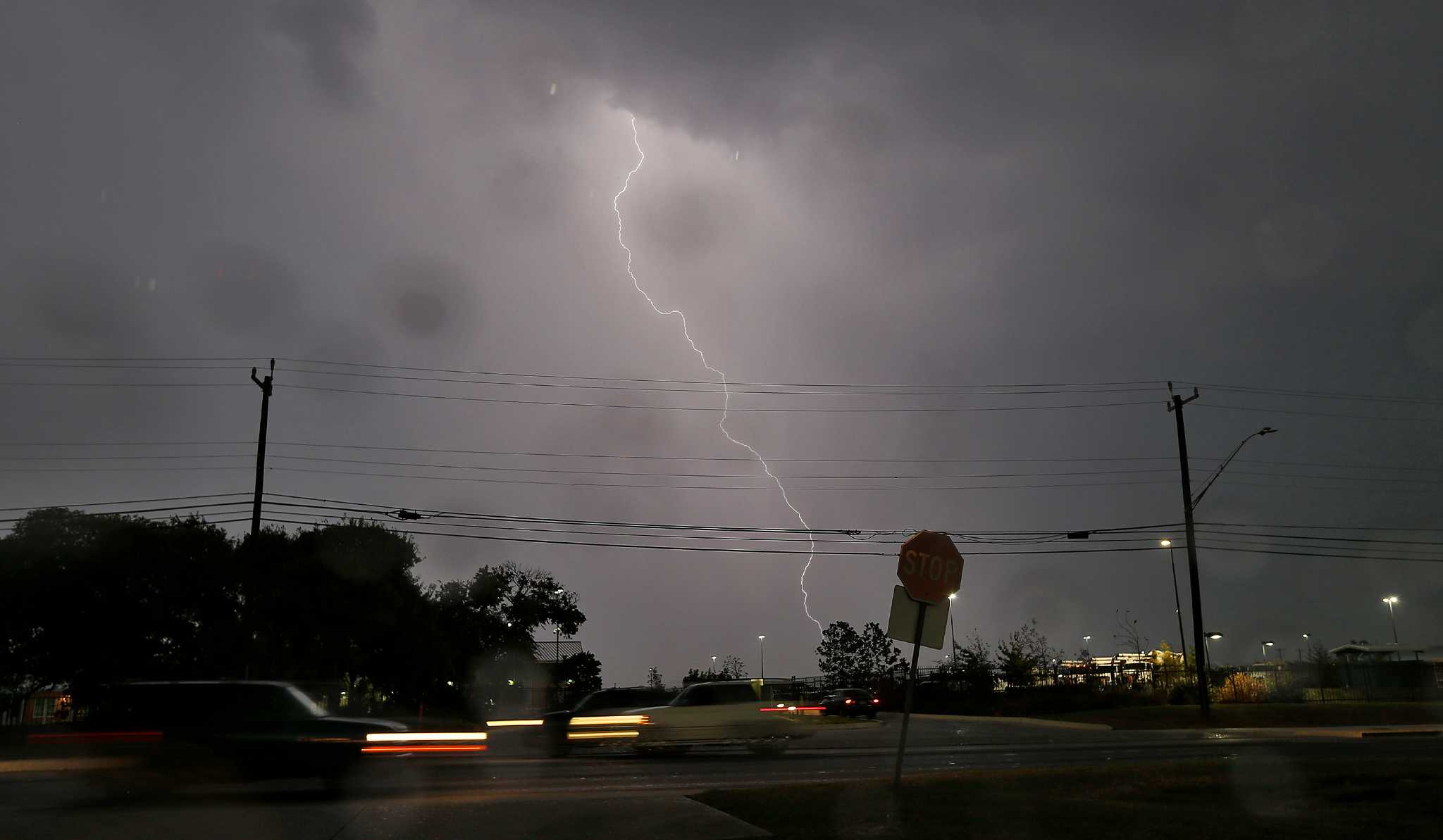 Lightning, showers hit San Antonio