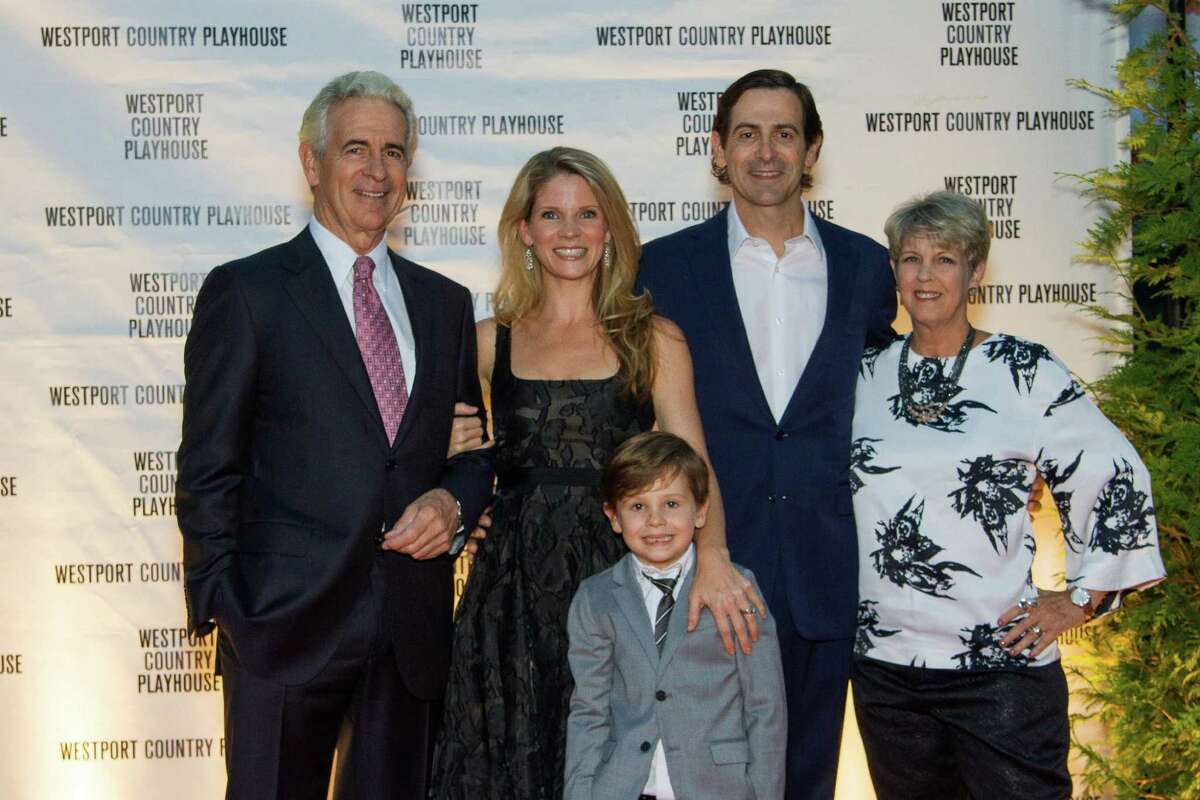 Honoree Kelli O’Hara, second from left, with her family: father-in-law, actor James Naughton; son Owen; husband Greg Naughton and mother, Laura O’Hara, at the Westport County Playhouse last week.