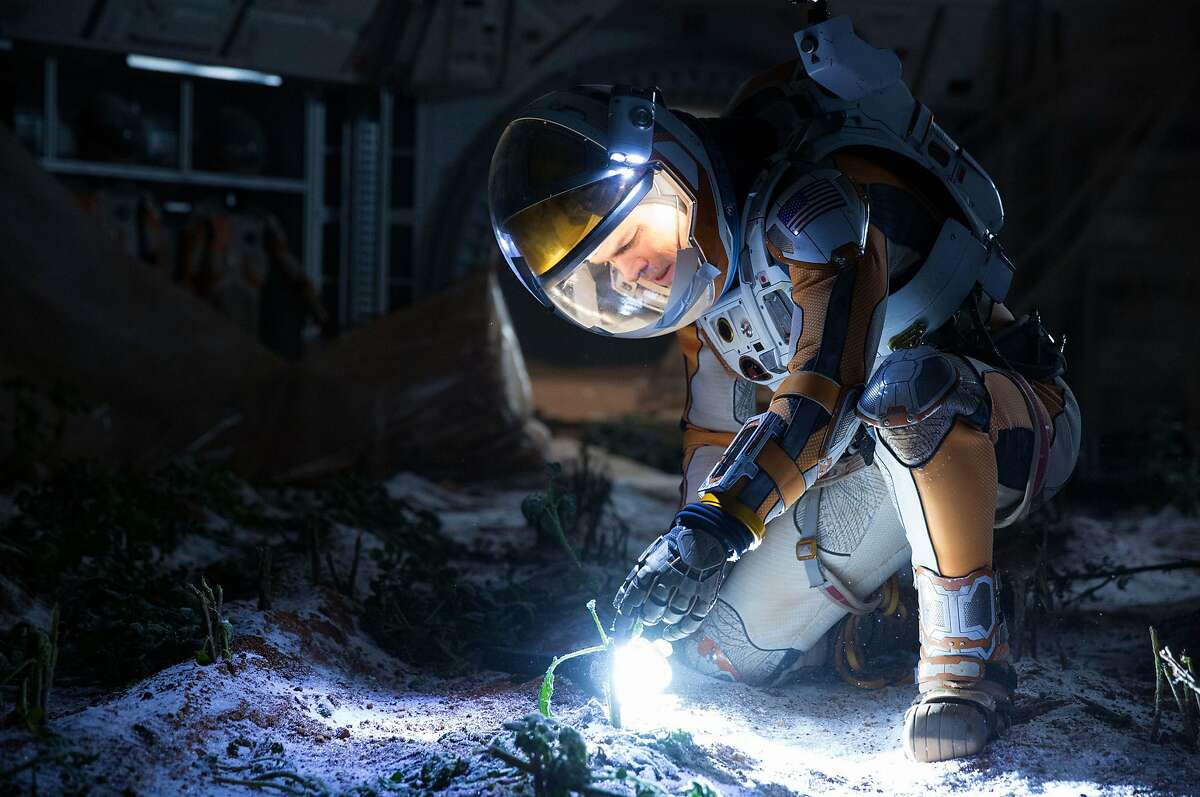 This photo released by 20th Century Fox shows Matt Damon in a scene from the film, "The Martian." (Giles Keyte/20th Century Fox via AP)