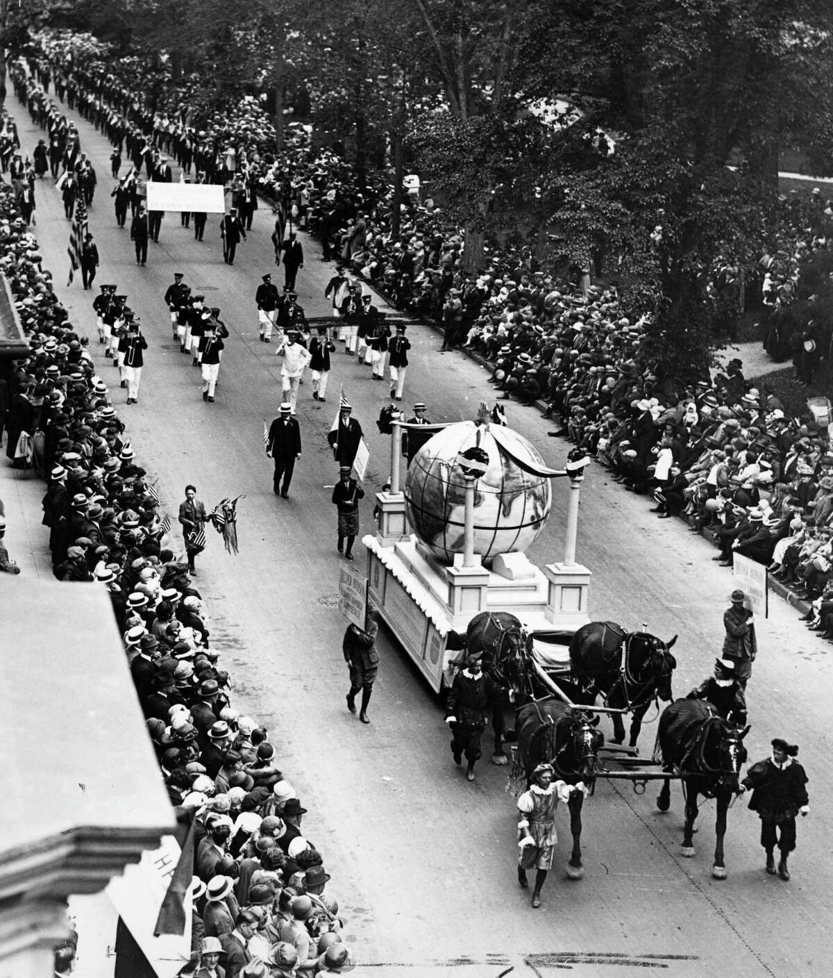 Albany tricentennial parade Tuesday, June 3, 1924, in Albany, N.Y. The celebration commemorated the 300th anniversary of the settlement of Albany in 1624 with the creation of Fort Orange. 15,000 people, 60 floats and 30 bands marched through the city. (Times Union Archive)