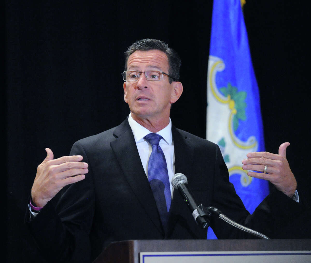 Gov. Dannel P. Malloy spoke during the 28th annual meeting of the Stamford Chamber of Commerce at the Stamford Marriott Hotel & Spa, Stamford, Conn., Thursday, Oct. 1, 2015.