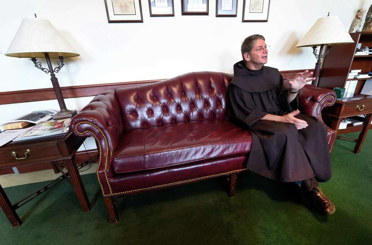 Brother F. Edward Coughlin is pictured in his office at Siena College Thursday morning, Oct. 1, 2015, in Loudonville, N.Y. (Skip Dickstein/Times Union)