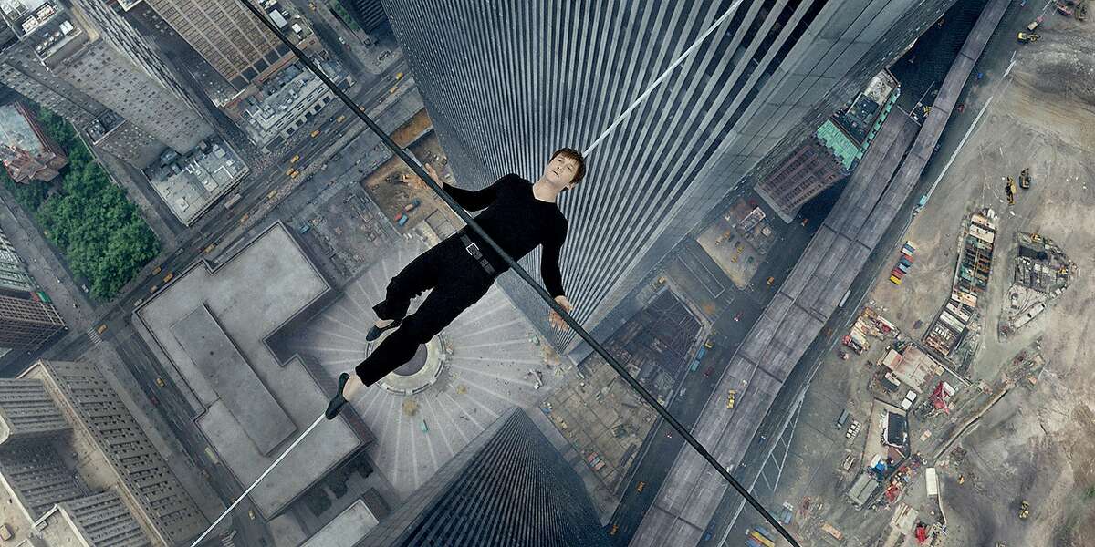 Philippe Petite (Joseph Gordon-Levitt) lies down during his famous 1974 wire walk between the Twin Towers in "The Walk."