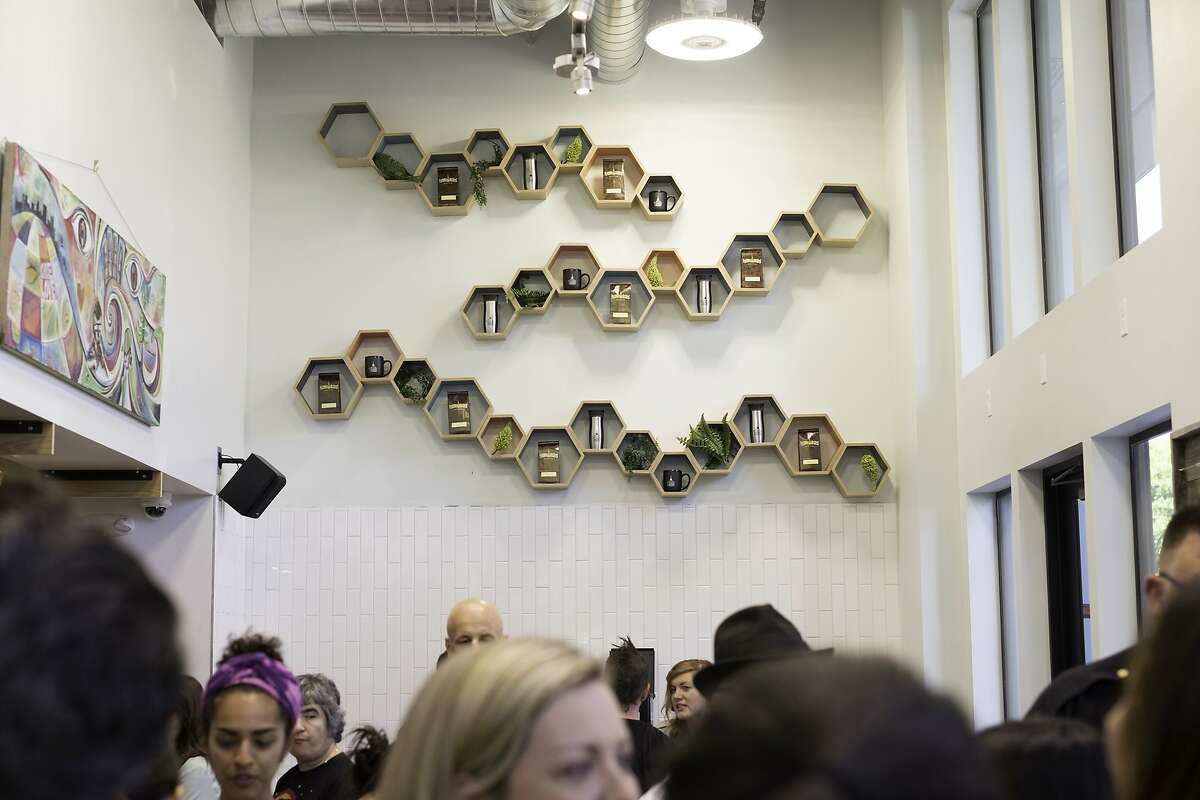Philz Coffee in Potrero Hill, furnished by Dot & Bo. The San Francisco-based online company has released a collection inspired by the look of the popular coffeehouse. Credit: Dot & Bo
