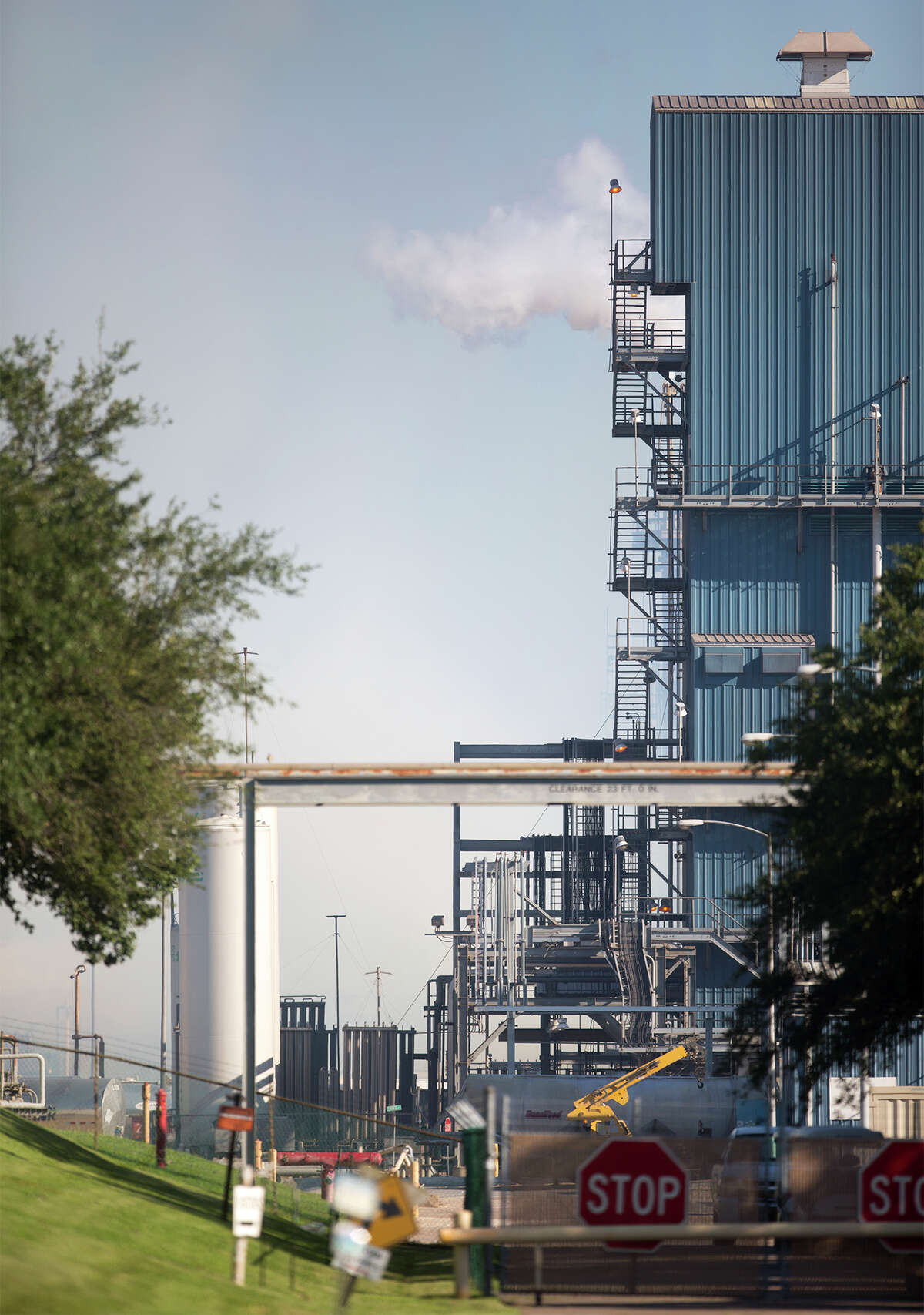 Sun Edison chemical plant is seen after an explosion that injured four workers in Pasadena, Friday, Oct. 2, 2015. 