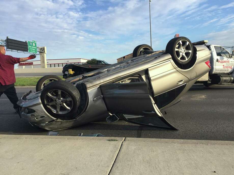 Collision on Loop 410 causes car to roll over, sends another into the