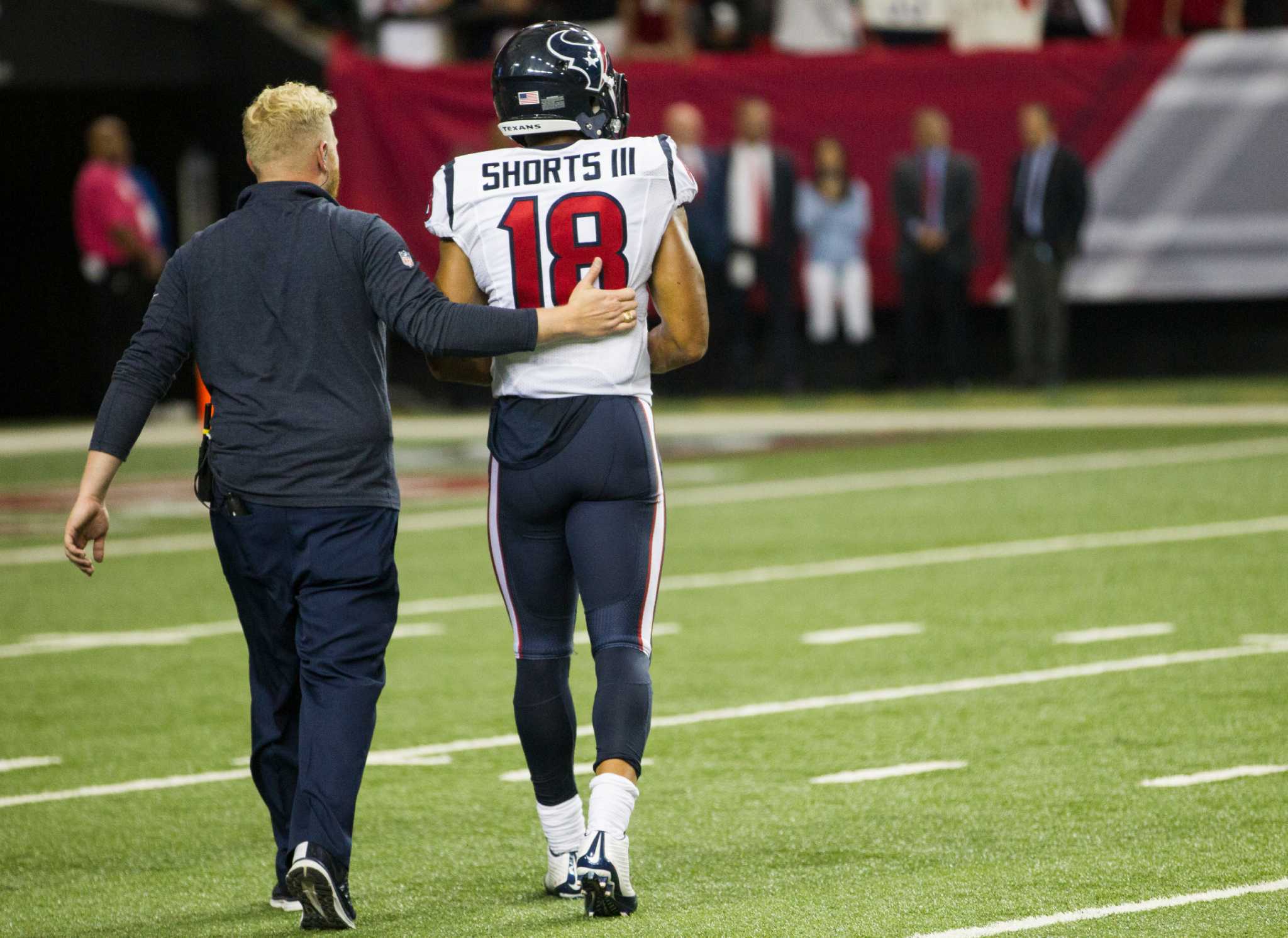 Houston Texans wide receiver Cecil Shorts (18) takes the field