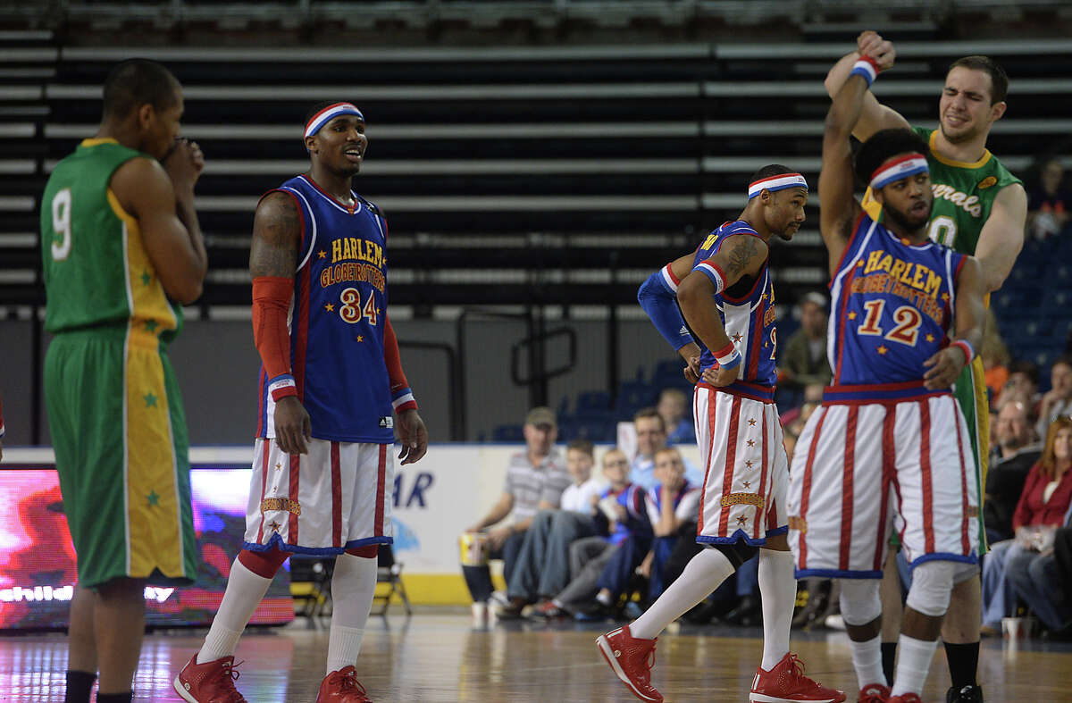 The Harlem Globetrotters get ready for the tip-off as they face the Washington Generals during their show Wednesday night at Ford Park. Photo taken Wednesday, January 21, 2015 Kim Brent/The Enterprise