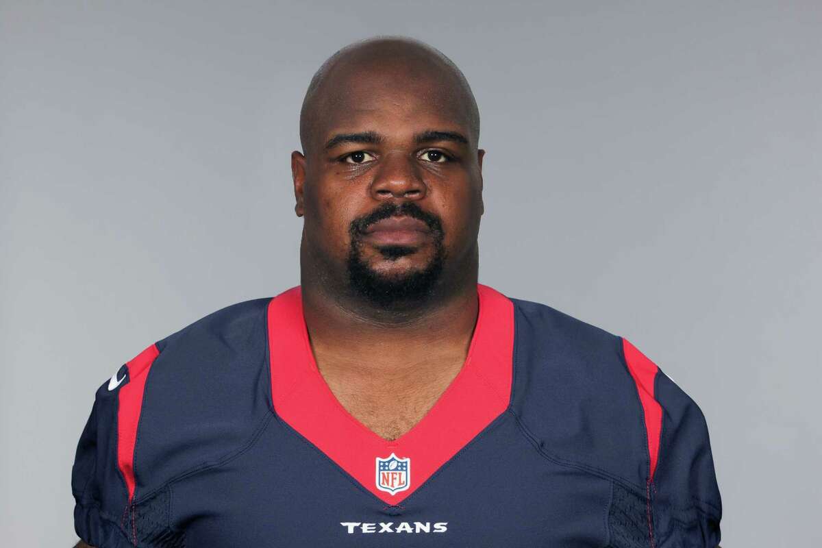 This is a 2015 photo of Vince Wilfork of the Houston Texans NFL football team. This image reflects the Houston Texans active roster as of Wednesday, July 1, 2015 when this image was taken. (AP Photo)