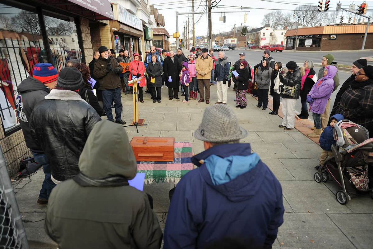 Pro Life demonstrators gather on the 42nd anniversary of Roe v. Wade outside the Summit Women's Center on Main Street in Bridgeport, Conn. on Thursday, January 22, 2015.