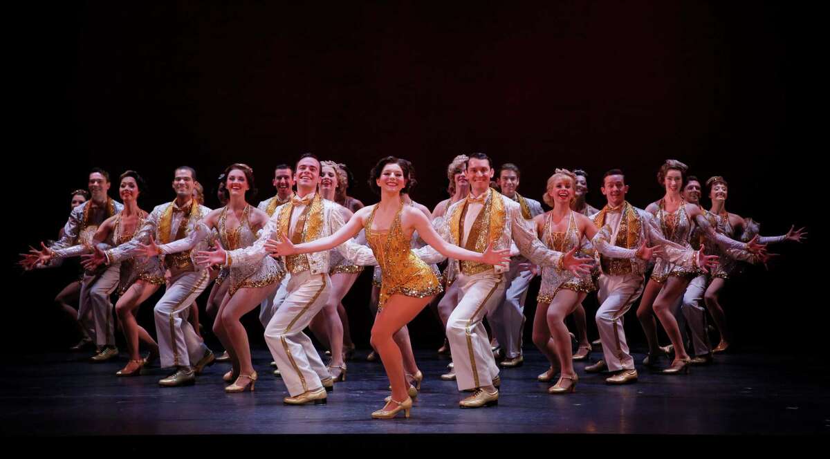 This weekend “42nd Street” comes to the Palace Theater in Waterbury with Kelly Gleason, a Danbury native, in the cast.. Gleason is the third dancer from the right.