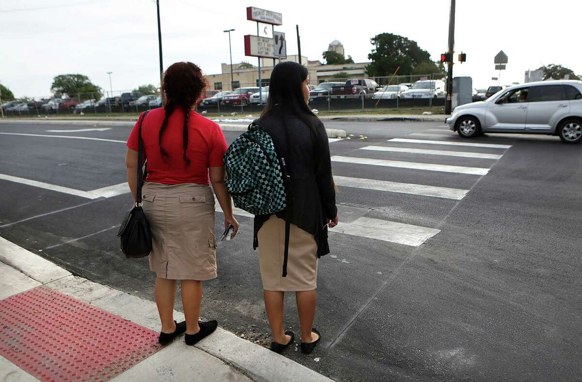 File photo of a pedestrian  crosswalk along Culebra Road.