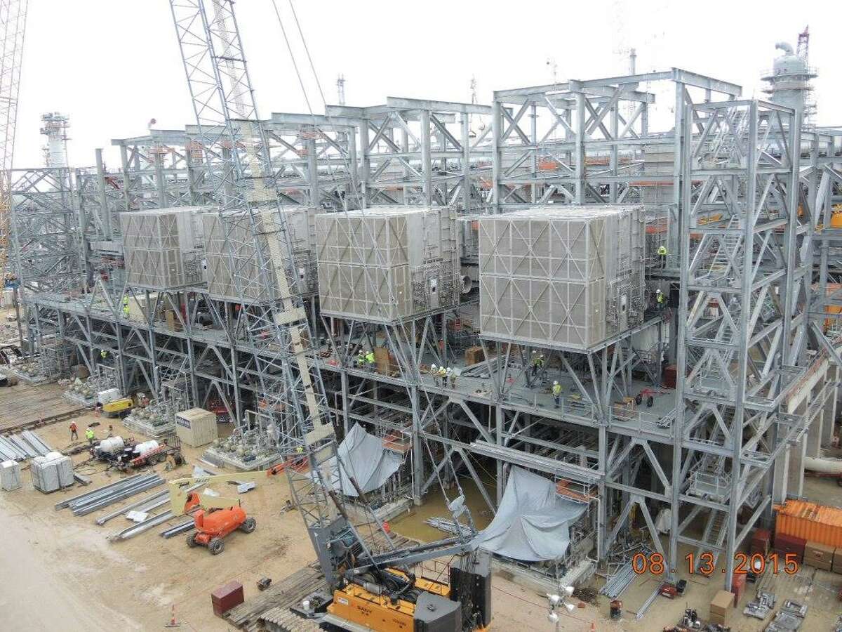 Construction continues on Train 3 at Cheniere Energy's Sabine Pass LNG export terminal in Cameron Parish, Louisiana, in a photo the company submitted to the Federal Energy Regulatory Commission. (Cheniere photo)