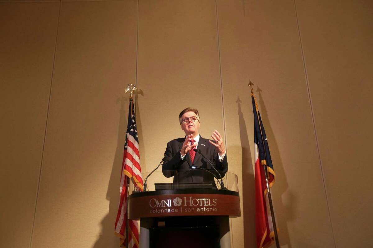 Lt. Gov. Dan Patrick speaks Wed., Oct. 7, 2015 during a press conference at the Omni Hotel about the seven constitutional amendments slated for the ballot in November's election. The proposed amendments range from measures to raise the homestead tax exemption, to guaranteeing residents the right to hunt and fish in the state, to directing certain sales and use taxes to be directed to the state highway fund.