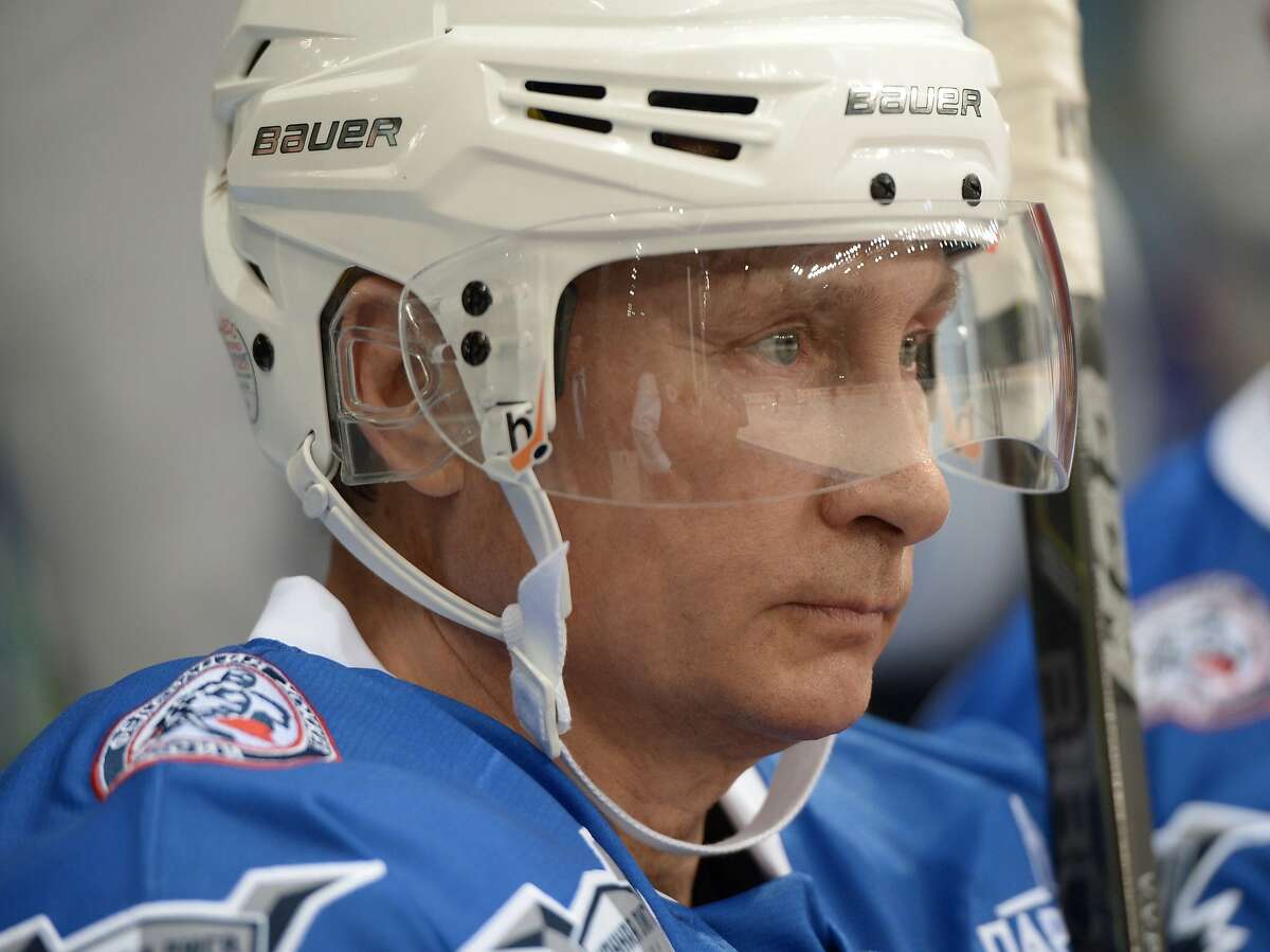 Russian President Vladimir Putin takes part in a hockey match during the opening of a new season of the Night Ice Hockey League in Sochi on October 7, 2015. AFP PHOTO / RIA NOVOSTI / ALEXEI NIKOLSKYALEXEI NIKOLSKY/AFP/Getty Images