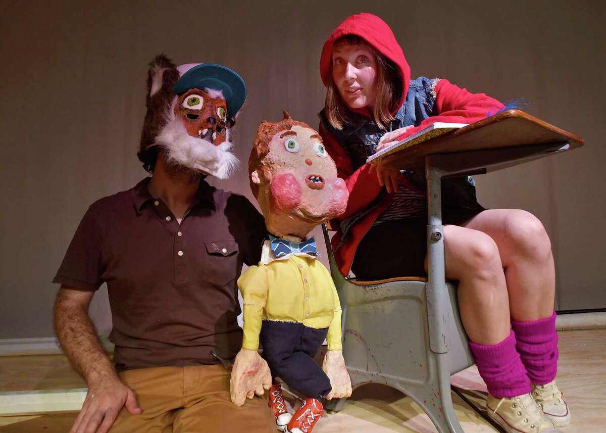 Zach Dorn (from left) and Murphi Cook, who comprise Miniature Curiosa, created and star in "Red," a take on the story of Little Red Riding Hood that is being staged at Magik Theatre.