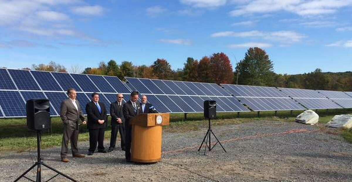 Schenectady County expands its renewable energy program as it opens new solar farm in Glenville, NY, on Thursday, Oct. 8, 2015. (Skip Dickstein/Times Union)