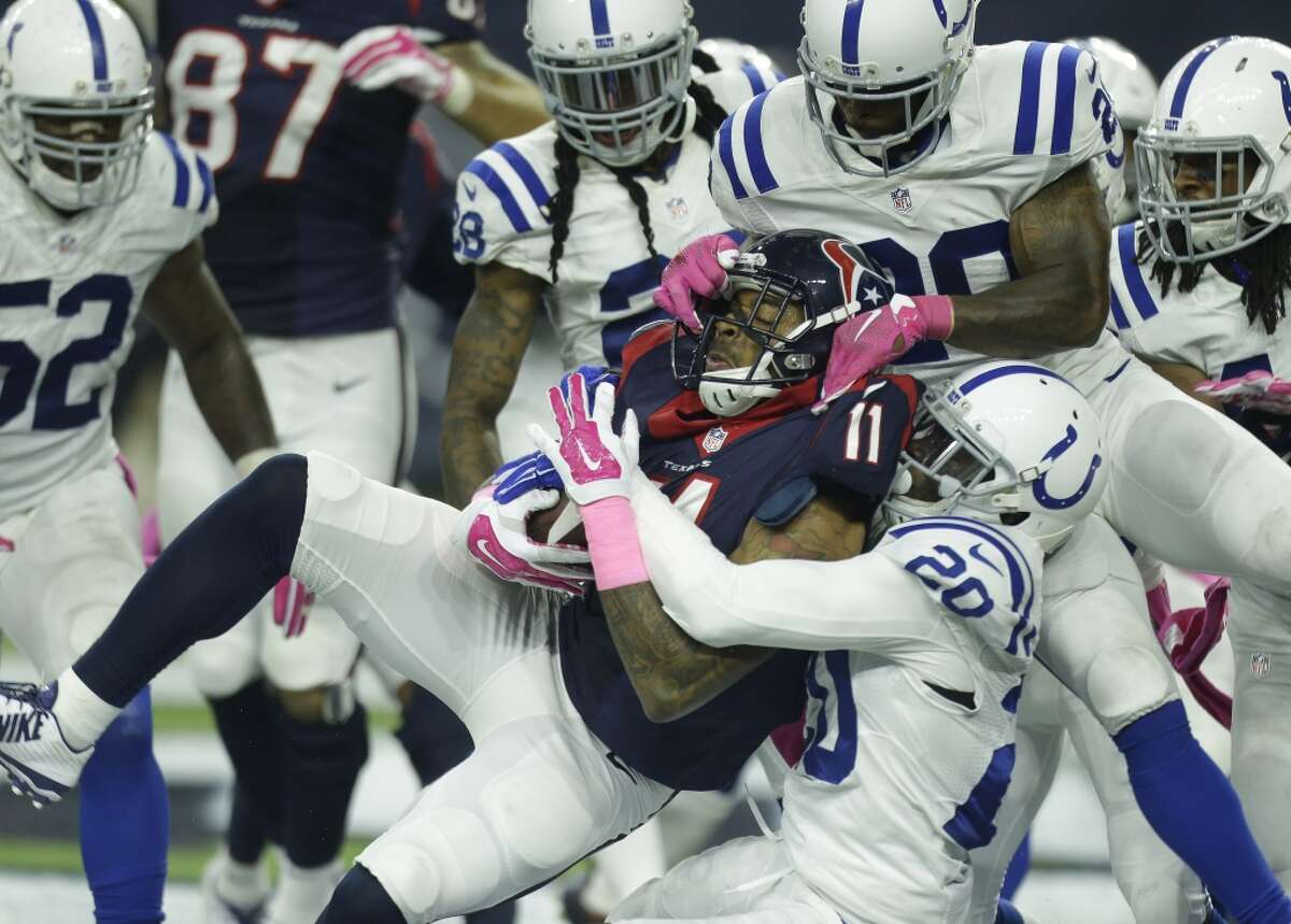 Houston, TX, USA. 8th Oct, 2015. Houston Texans defensive end J.J. Watt (99)  during the NFL football game between the Indianapolis Colts and the Houston  Texans at NRG Stadium in Houston, TX.