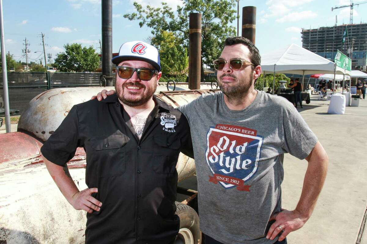 Sean Brock, left, and Aaron Franklin at Southern Smoke, a huge barbecue event sponsored by Underbelly.