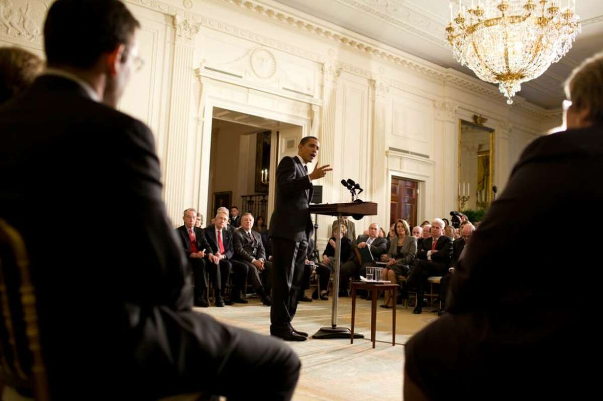 President Barack Obama delivers remarks at the Health Care Summit in the East Room of the White House, March 5, 2009. (Official White House Photo by Pete Souza) This official White House photograph is being made available only for publication by news organizations and/or for personal use printing by the subject(s) of the photograph. The photograph may not be manipulated in any way and may not be used in commercial or political materials, advertisements, emails, products, promotions that in any way suggests approval or endorsement of the President, the First Family, or the White House.