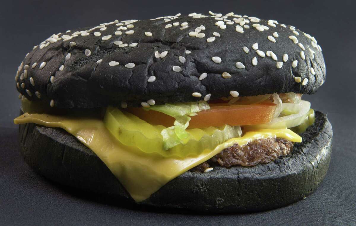 Halloween burger's black bun has an eery effect