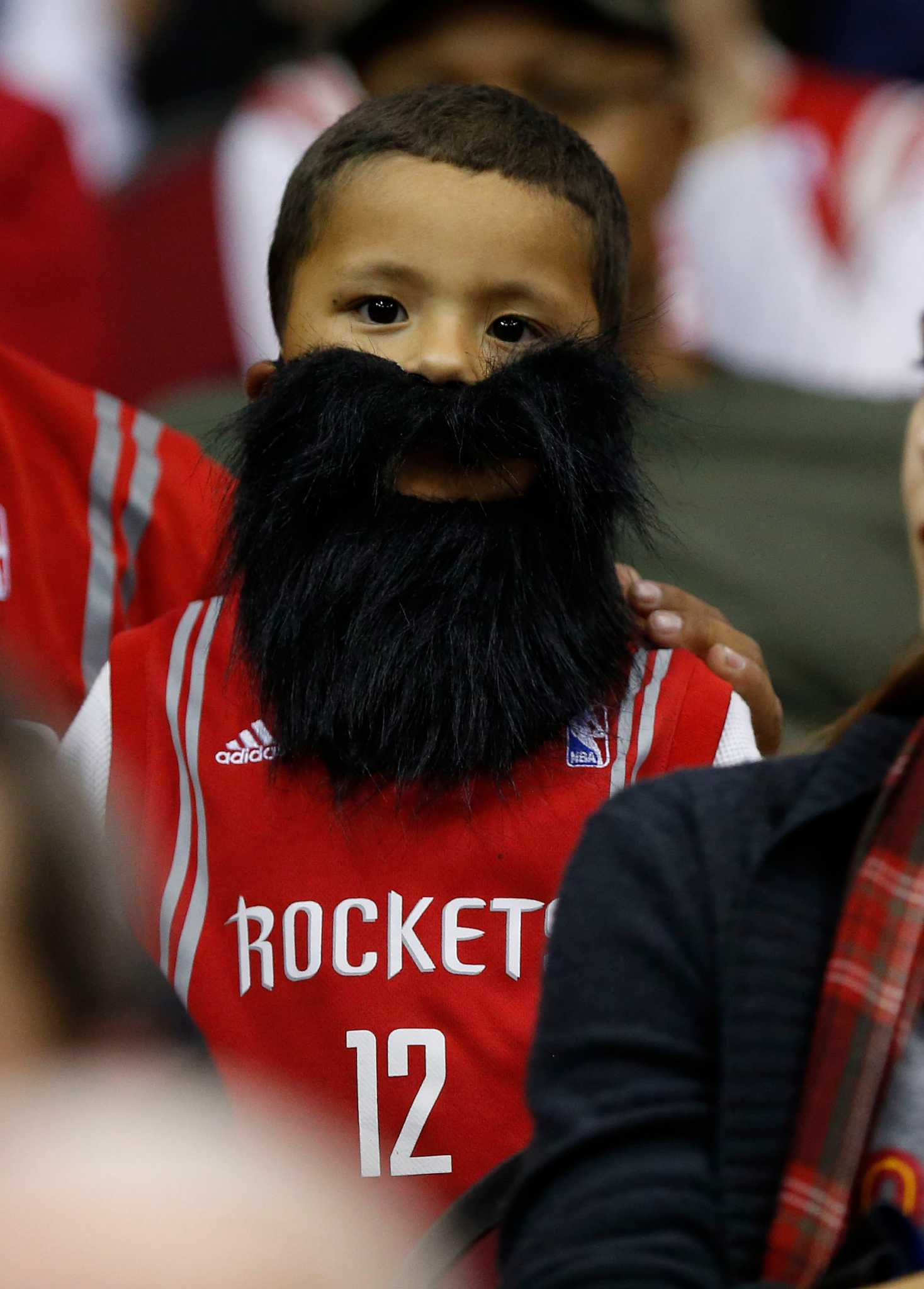 LAA@HOU: Female fan sports fake Dallas Keuchel beard 