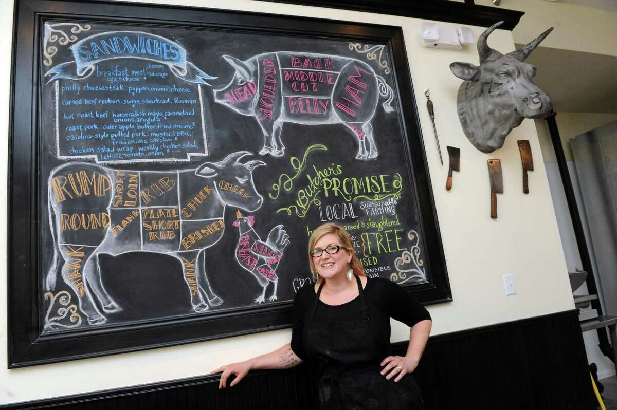 Butcher/owner Emily Petersen of Sentinel Butchery at 225 River Street on Friday Oct. 16, 2015 in Troy, N.Y. (Michael P. Farrell/Times Union)