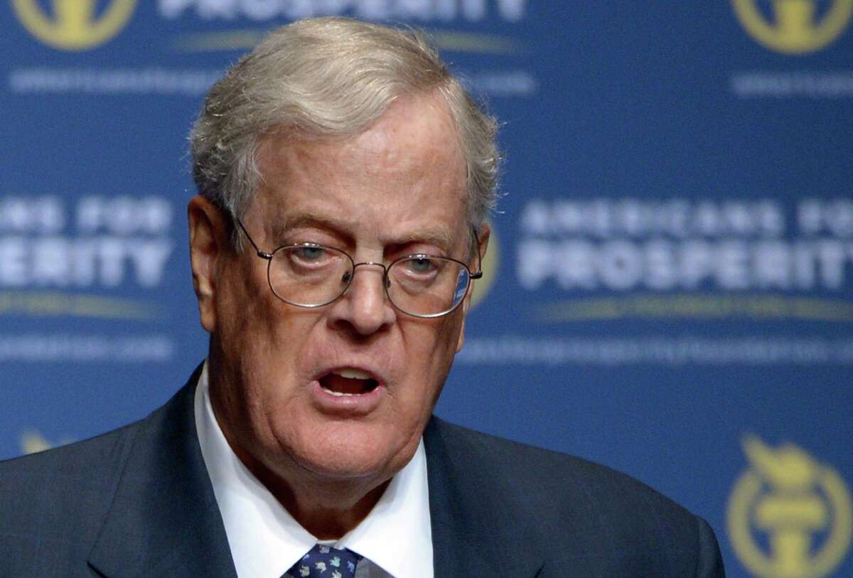 In this Aug. 30, 2013 file photo, Americans for Prosperity Foundation Chairman David Koch speaks in Orlando, Fla.