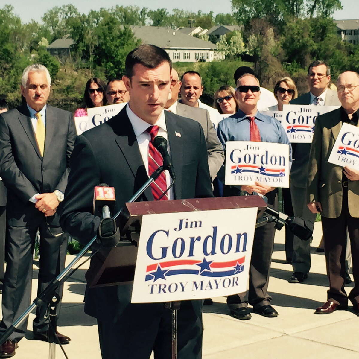 Troy City Councilman Jim Gordon announces on May 7, 2015, that he is a Republican candidate for Troy mayor. (Kenneth C. Crowe II/Times Union)