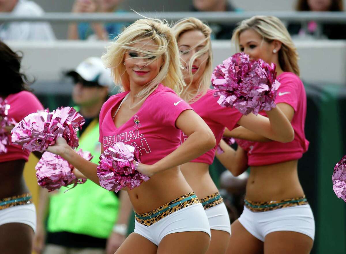 Members of the Jacksonville Jaguars Roar cheerleaders perform at